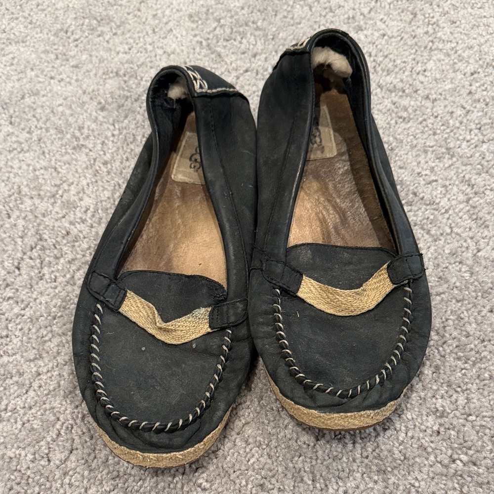 UGG Black and Tan Moccasins